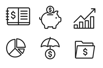 Poster - Financial planning elements are illustrated with symbols representing budgeting, savings, and investment growth