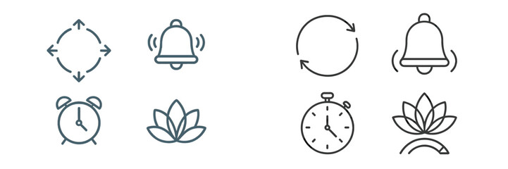 Poster - Collection of clock and notification icons depicting various functions in a minimalist design
