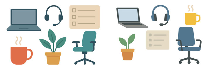 Aufkleber - working environment setup with laptops, plants, and office essentials for productivity and comfort