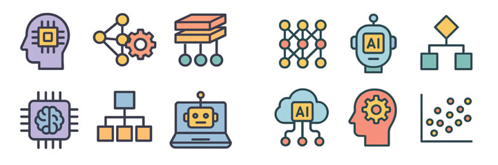 Poster - Creative illustrations of artificial intelligence concepts with diverse designs and colors