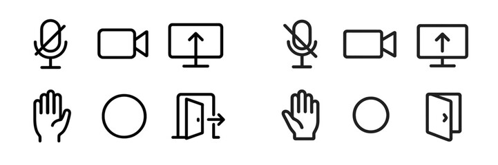 Poster - Icons representing communication tools and gestures commonly used in meetings or online conferences at a modern workplace