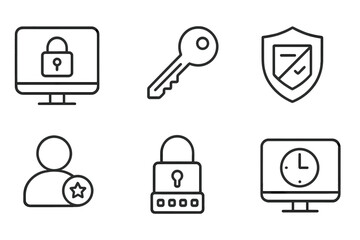 Poster - Security icons representing digital safety, encryption, and user authentication on a screen