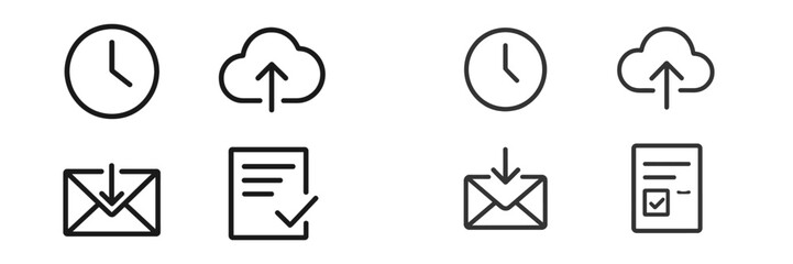 Poster - Icons representing various time-related tasks and document management in a digital workspace setting