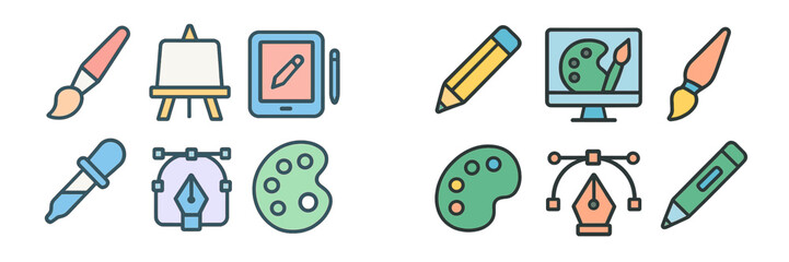Poster - Creative tools for artists and designers showcasing traditional and digital mediums in a colorful layout
