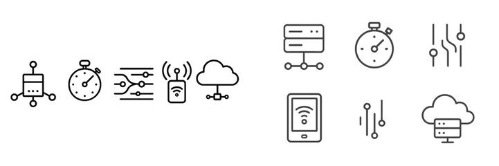 Poster - Various icons representing technology, time management, and network connectivity displayed on a clean background