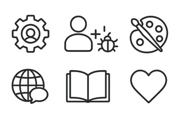 Poster - Icons representing digital technology, art, and communication showcasing interconnectedness and creativity in a modern context