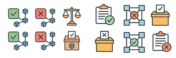Poster - infographic illustrating concepts of data management, compliance, and decision-making processes in a