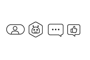 Poster - Icons representing user interaction with a chatbot in a digital communication setting