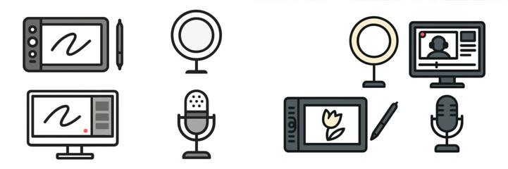 Poster - Digital drawing tools and equipment for online content creation in a modern workspace setup