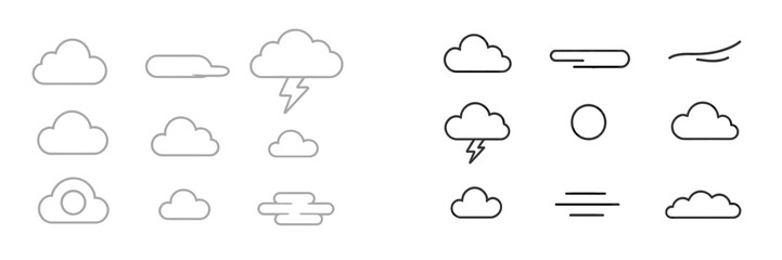 Poster - Cloud and weather icon illustrations showcasing various styles and designs suitable for digital use