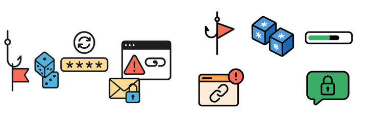 Poster - Understanding online security threats and protective measures through icons and symbols