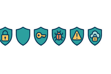 Poster - Various security icons representing key aspects of digital protection and cybersecurity concerns