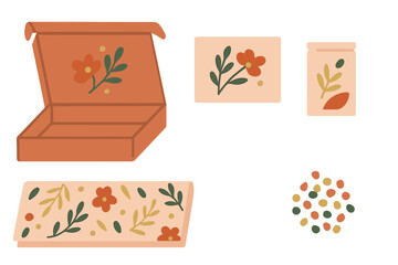 Poster - Creative flat lay of craft supplies featuring decorative boxes and floral designs suitable for various projects and events