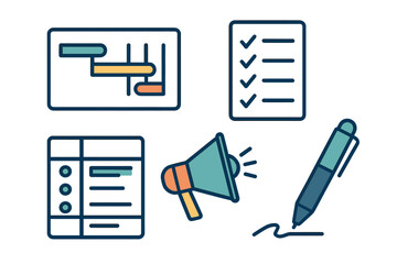 Poster - Project management tools used for organizing tasks, tracking progress, and enhancing team collaboration in an office environment