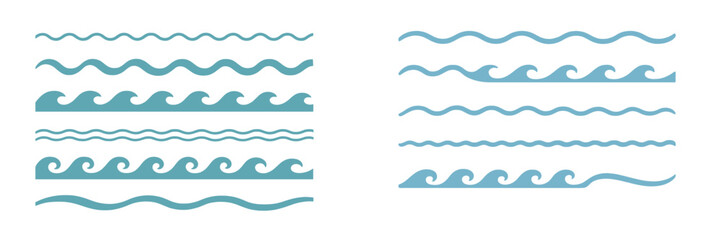 Poster - Stylized wave patterns designed for nautical themes in blue colors