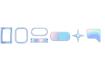 Poster - Colorful holographic design elements and shapes suitable for digital use and creative projects