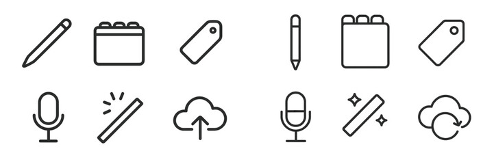 Poster - Icons representing various tools for digital creativity and productivity in a minimalistic style