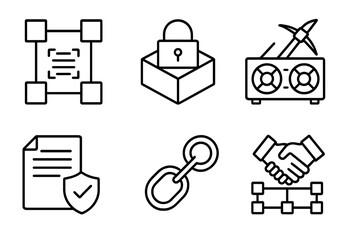 Poster - Icons representing various concepts of security, technology, and collaboration in a digital context, designed for informative purposes