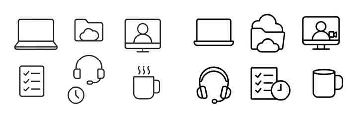 Poster - Digital workspace icons illustrating remote collaboration tools for modern professionals and virtual meetings