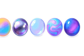 Poster - Colorful glossy spheres featuring various shades and designs on a simple white background