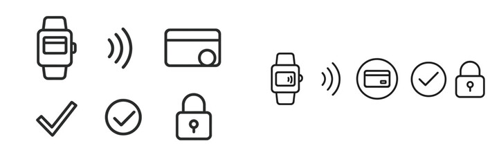 Poster - Different types of wearable technology icons representing payments, notifications, and security features