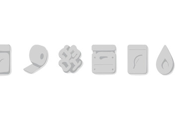 Poster - Various abstract white shapes representing everyday objects and symbols on a plain background