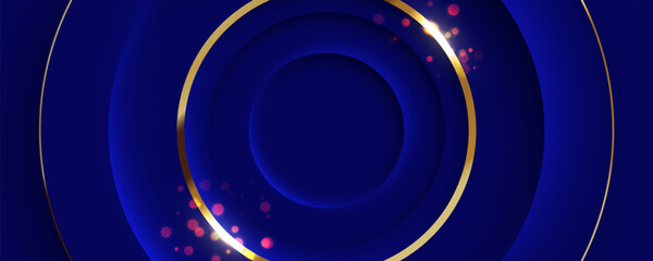 Poster - Blue abstract background with glowing circles and swirling light design