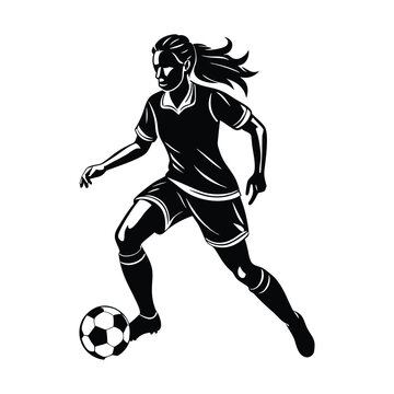 female soccer vector silhouette Graphic - Girls