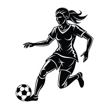female soccer vector silhouette Graphic - Girls