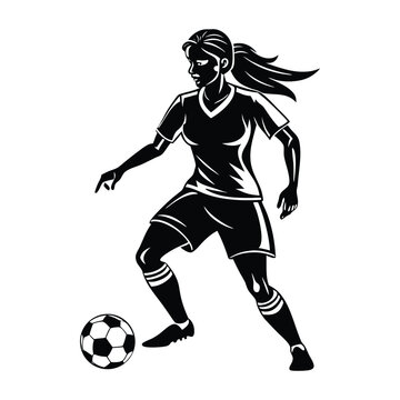 female soccer vector silhouette Graphic - Girls