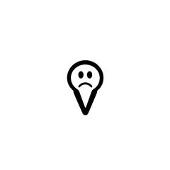 Poster - Map marker icon with sad face emoji indicating disappointing or emotional place experience