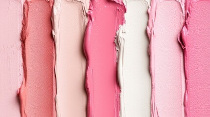Poster - Close-Up View of Colorful Paint Strokes in Various Shades of Pink on Canvas Background