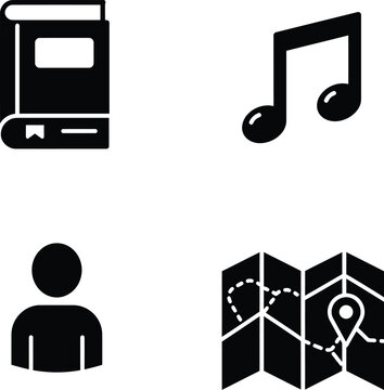 A set of flat black vector music icons for web and mobile app design