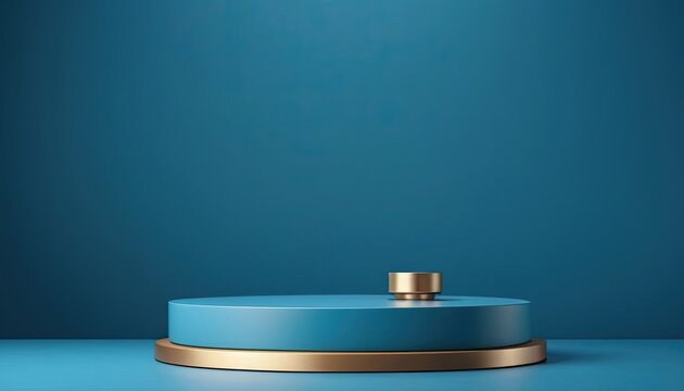 Petrol blue double podium on blue background. 6