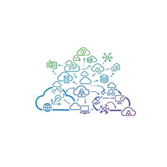 Poster - Gradient Outline Connection Cloud Computing Network Data Transmission Abstract Illustration
