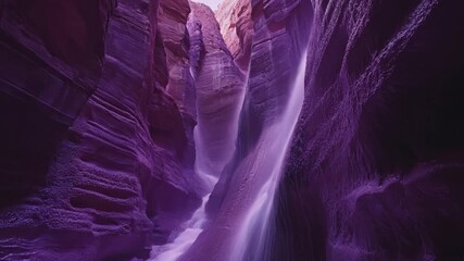 Wall Mural - this footage captures a mesmerizing canyon with stunning purple hues. it portrays the beauty of flow