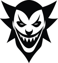 Poster - Minimal creepy clown face silhouette isolated on transparent background