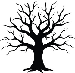 Poster - Minimal creepy tree silhouette isolated on transparent background