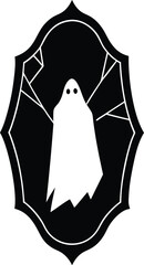 Poster - Minimal ghost silhouette with broken effect isolated on transparent background