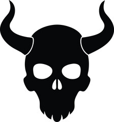 Poster - Clean and minimal silhouette of a floating skull isolated on transparent background