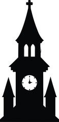 Poster - Minimal haunted clock silhouette isolated on transparent background