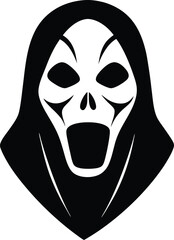 Poster - Clean minimal horror mask silhouette isolated on transparent background