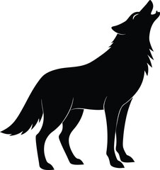 Poster - Minimalist howling wolf silhouette isolated on transparent background