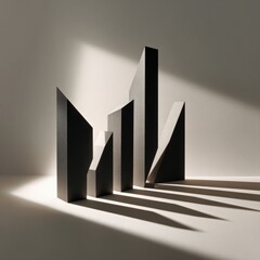 Wall Mural - Abstract Arrangement of Geometric Paper Solids with Harsh Lighting