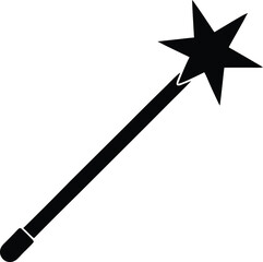 Poster - Clean and minimal silhouette of a magic wand isolated on transparent background