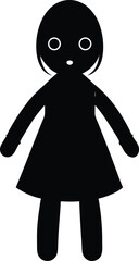 Poster - Creepy possessed doll silhouette isolated on transparent background