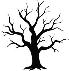 Poster - Minimal spooky tree branch silhouette isolated on transparent background