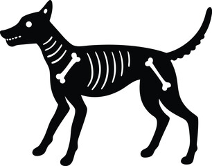 Poster - Clean and minimal silhouette of a walking skeleton isolated on transparent background