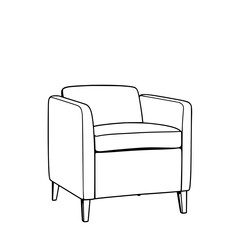 Fototapete - Armchair Line Art: A simple, elegant line art illustration of a modern armchair, showcasing its clean lines and minimalist design against a white background.