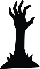 Poster - Minimalist zombie hand rising silhouette isolated on transparent background